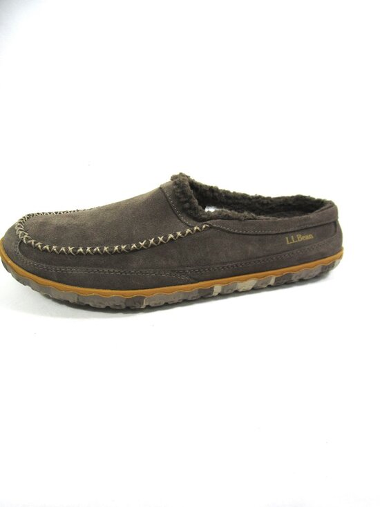 LL Bean EUC Mens Size 11 M Brown Mountain Slippers Scuffs Ash Brown Fleece Lined main image 12